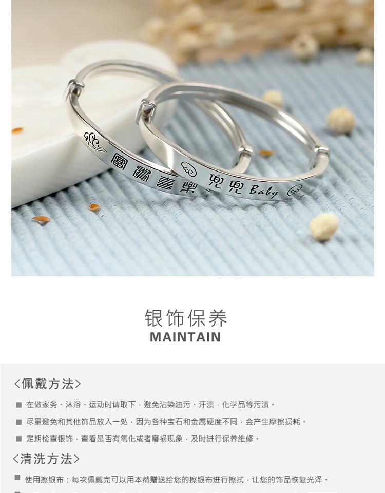 Vòng tay bạc cho bé 999 bạc nam nguyên chất và phụ nữ trẻ sơ sinh trẻ em vòng tay bạc sterling sinh nhật quà tặng trăng tròn đá aquamarine