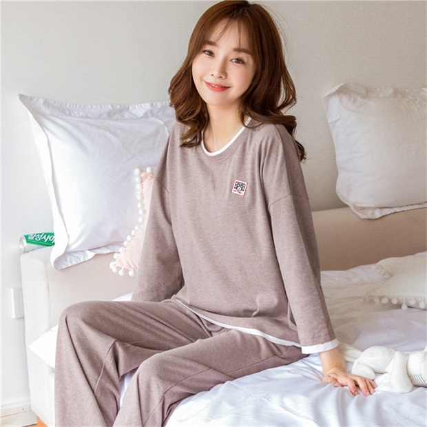 Bộ đồ ngủ nữ cotton mùa thu dài tay 2018 phiên bản Hàn Quốc của bộ phim hoạt hình dễ thương có thể mặc ngoài mùa hè bộ đồ phục vụ sinh viên tươi mát mùa hè bộ đồ khủng long