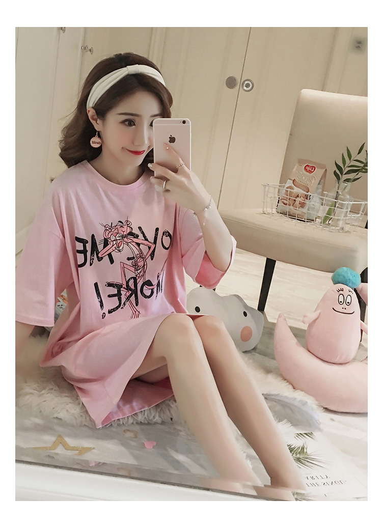 Nightdress nữ mùa hè Hàn Quốc phiên bản sinh viên mới công chúa dễ thương bông ngắn tay áo có thể được đeo bên ngoài phụ nữ mang thai lỏng dài đồ ngủ