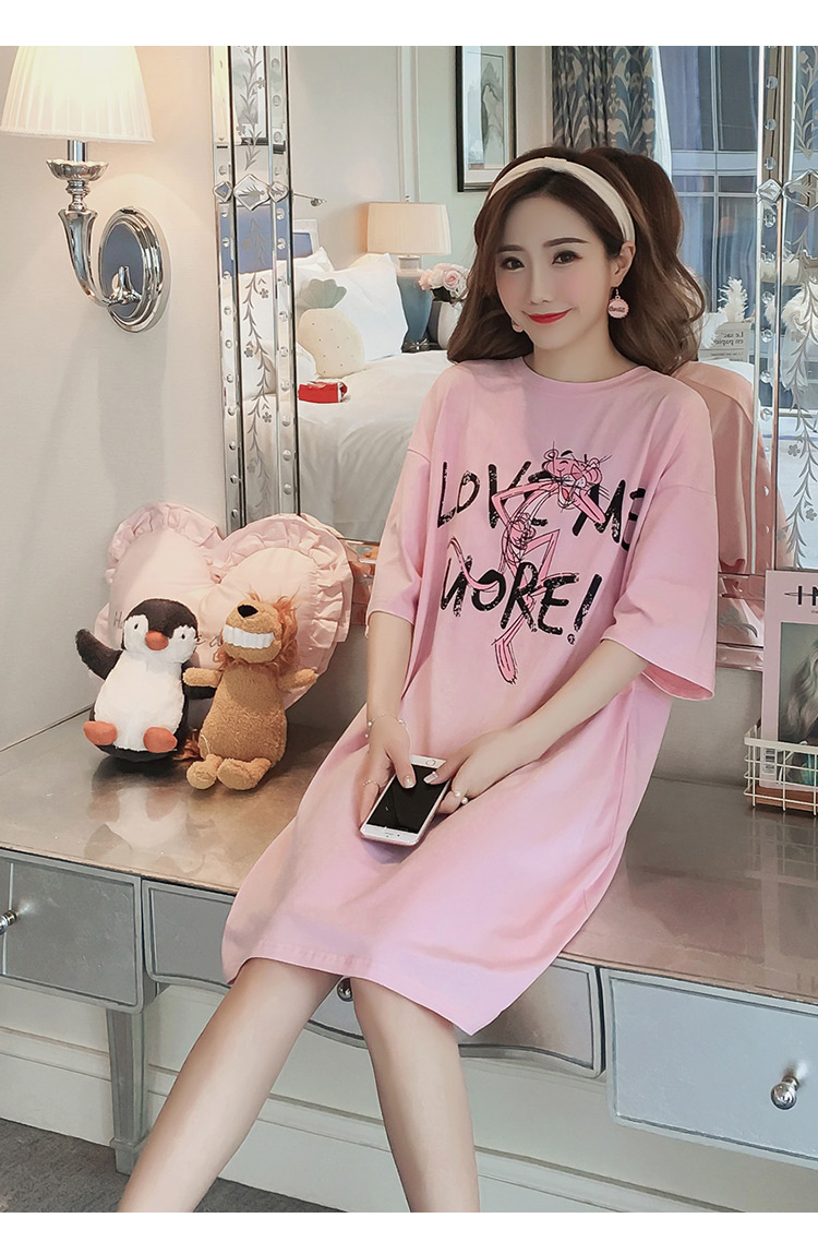 Nightdress nữ mùa hè Hàn Quốc phiên bản sinh viên mới công chúa dễ thương bông ngắn tay áo có thể được đeo bên ngoài phụ nữ mang thai lỏng dài đồ ngủ