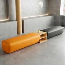 Training institution leisure lounge area long sofa front desk reception waiting modern simple office storage deck