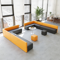 Office front desk rest area sofa reception negotiation room special-shaped splicing bench special-shaped sofa coffee table combination