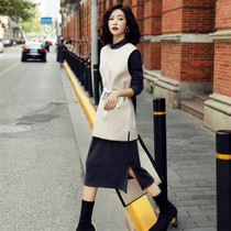 Sandro Beytagh woolen vest bottoming suit skirt womens two-piece suit mid-length temperament Korean version of wild