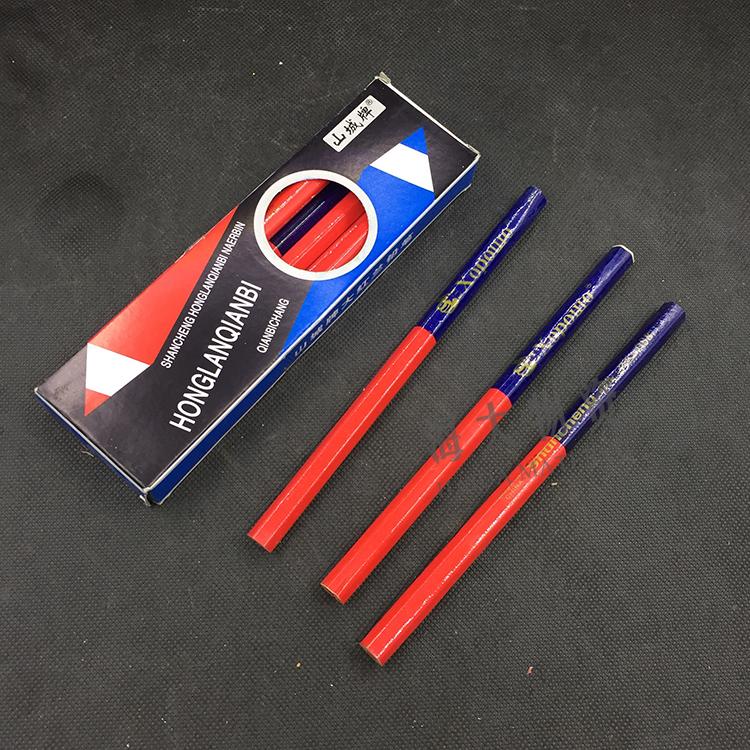 Woodworking Pencil Red Blue Pencil Six-edged Round Rod Pencil Site Construction Painting Labeling Mark Double Head Bicolor Pencil