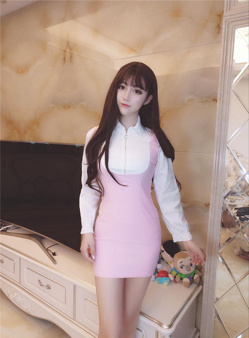 2018 mùa thu mới sexy phụ nữ Hàn Quốc phiên bản của thủy triều mỏng mỏng hộp đêm giả hai mảnh thời trang túi hip váy đầm trắng