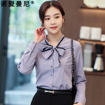 White Shirt Woman Long Sleeve Career 2022 Spring New Temperament Work Suit Butterfly Knots Snow-spinning Blouse Frock Lining Clothing