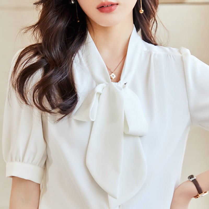 Snowspun Jersey Woman Foreign Pie High-end Biegeot Hoodie 2022 Summer New Blouse Temperament Mid-Sleeve Professional Shirt Shirt