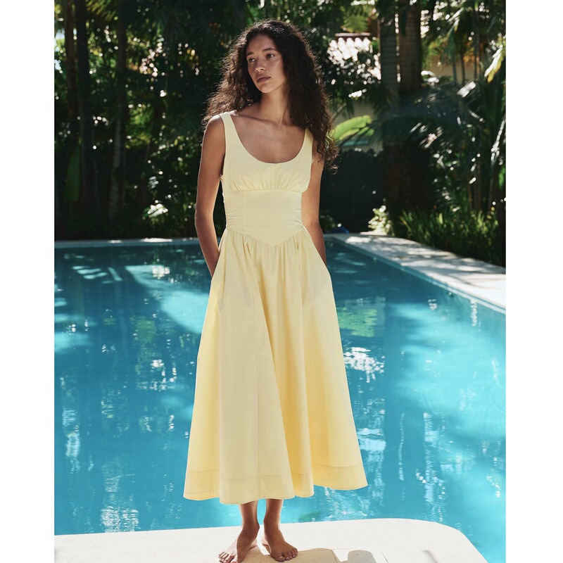 Aritzia Women's Wilfred Bergamo Cotton Poplin Scoop Neck Tank Dress Long Dress 132476