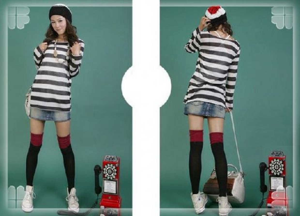 Hàn Quốc khâu trên đầu gối vớ dài cọc cọc vớ Mùa thu và mùa đông ấm áp cotton chống trượt cao tất dày thu đông