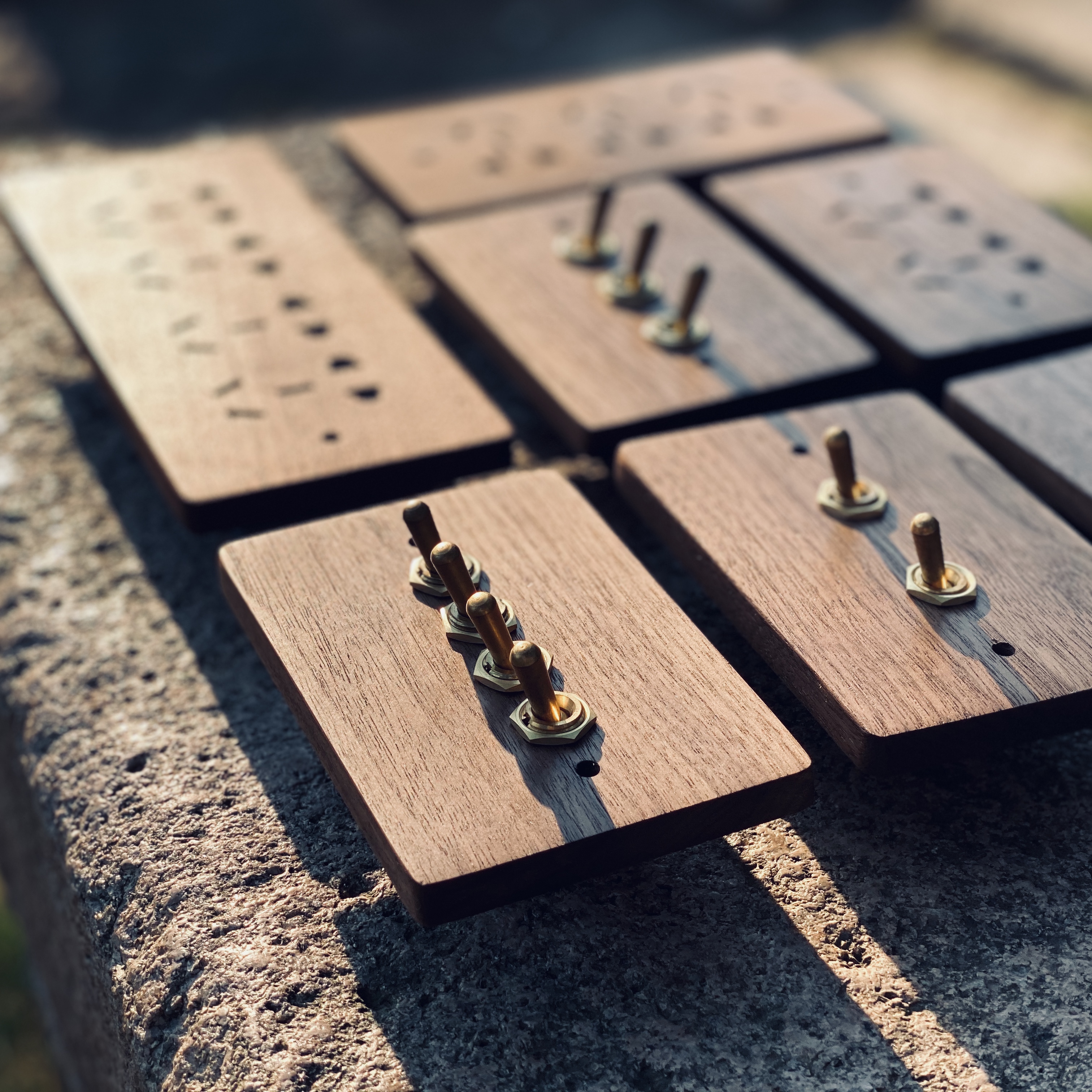Model 118 Vintage Switch Panel Solid Wood Brass Black Walnut American Wood Socket Creative Staycation Hotel
