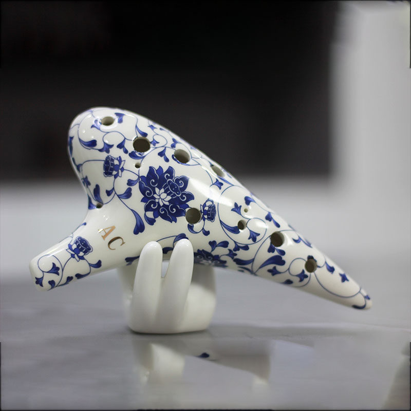 Sky City blue-and-white porcelain ocarina 12-hole beginner entry ac-tuned alto student plus teaching material 12-hole female