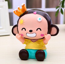 Zodiac monkey year gift creative cartoon cute little monkey piggy bank savings storage piggy bank Crown monkey children