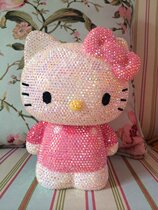 Handmade DIY stick drill piggy bank large KT cat piggy bank save anti-drop anime doll handmade sticky Diamond cartoon cute