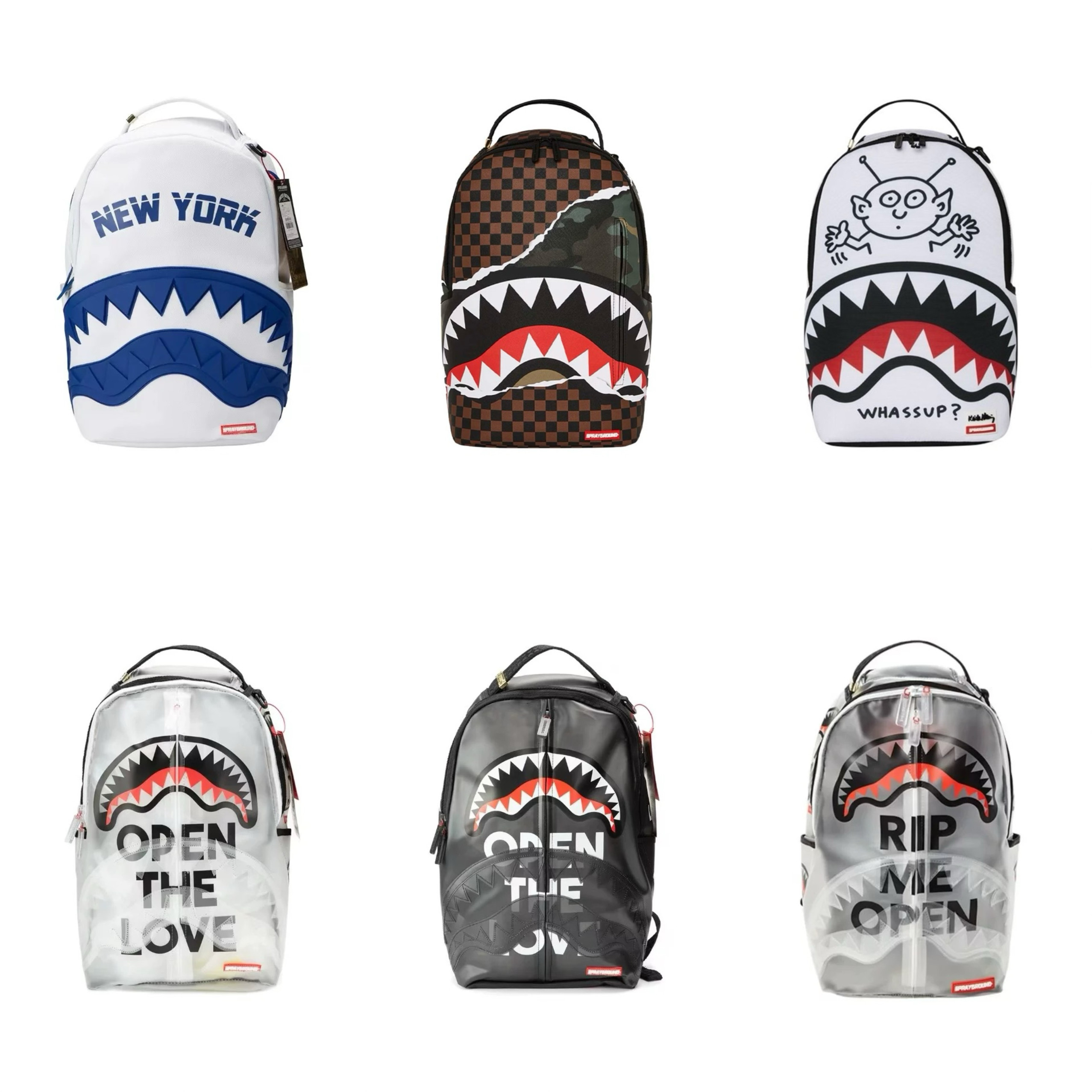 SprayGround Shark Mouth counter подлинная мужская и женская альпинистская сумка, рюкзак, сумка для компьютера Su Xinhao в том же стиле Изображение 1