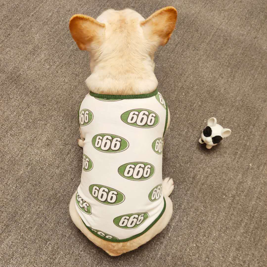 Fardou Clothes Dogs Spring Summer Vest Thin to be comfortable with elastic 666 Pattern Fat Dog bulldog Pet Clothing