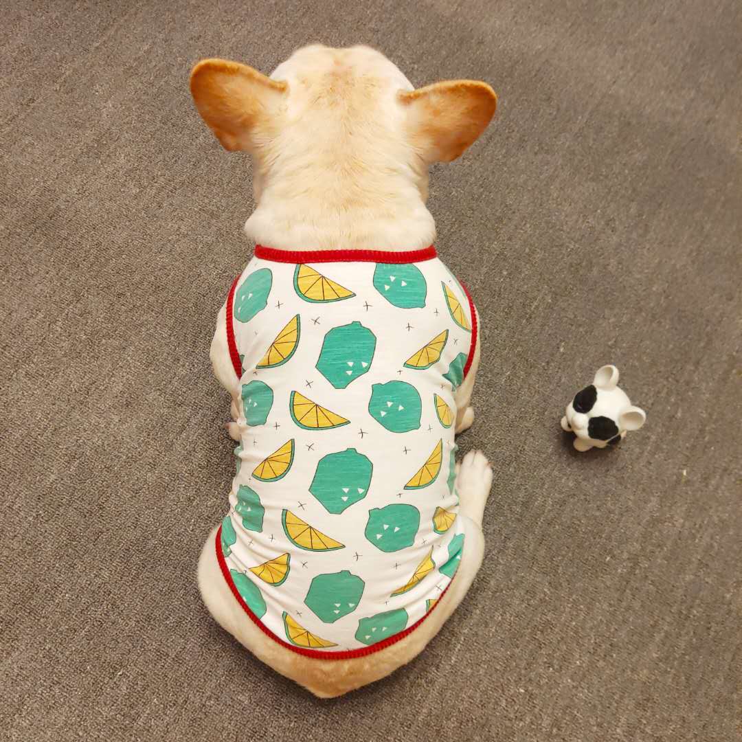 French Dou clothes spring and summer thin section pure cotton breathable elastic dog vest pug dog fat dog bulldog clothing