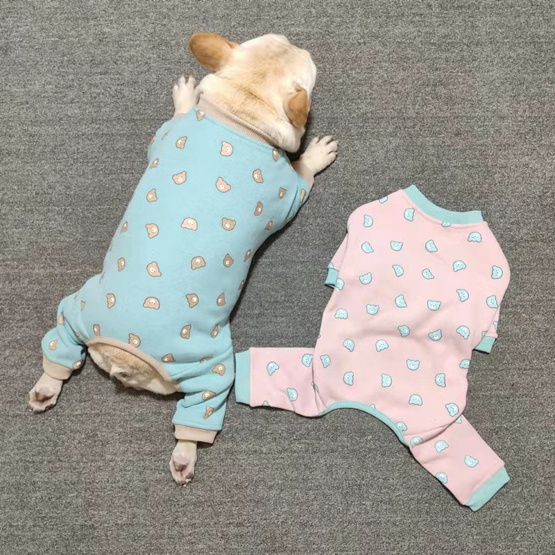 Dog Four-Legged Clothing French Bulldog Autumn and Winter Style Fleece-Lined Pet Jumpsuit Pug Bichon Schnauzer Warm Thickened Pajamas