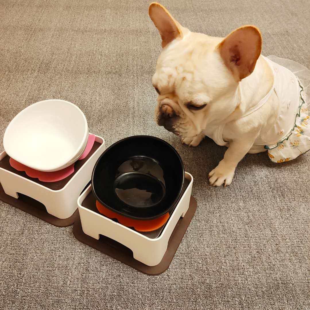 Dog Bowl High Foot Ceramic Diagonal Opening Bowl Anti-Slip Anti-Fight Flipper Bowl Pet Bowl dog Flat Face Cat Bowl Bullbowl Bullbowl