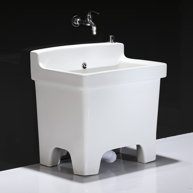 Mocollar balcony mop pool square household dressing room mop basin large high-footed ceramic mop pool side drain