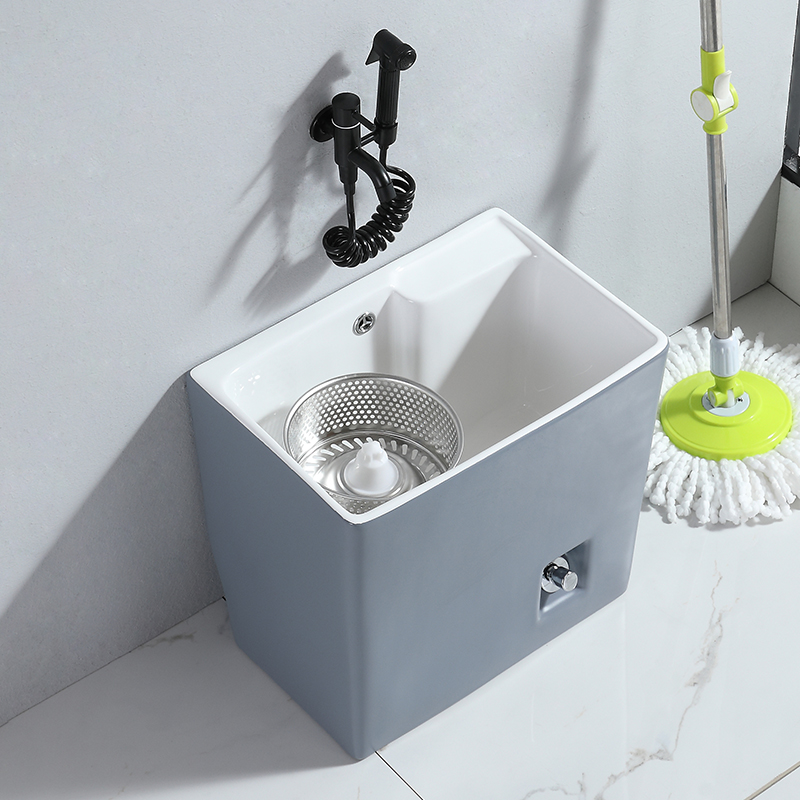 Mocollar Balcony Makeup Room Mop Pool Nordic Grey Ceramic Mop Pool Home Large Mound Basin Floor Pool Floor