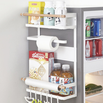 Export Japanese creative refrigerator storage rack magnetic side seasoning wall rack paper towel cling film kitchen shelf