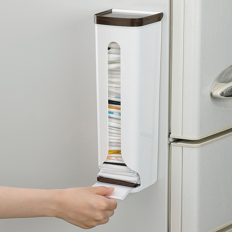 Japan KM extraction garbage bag storage box wall hanging plastic bag finishing box supermarket shopping bag storage rack