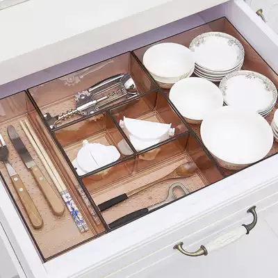 Japanese drawer divider box transparent plastic office desktop cosmetics storage box