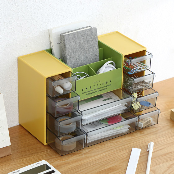 日本大号桌面办公室用品文具盒收纳盒塑料透明抽屉式多功能整理盒