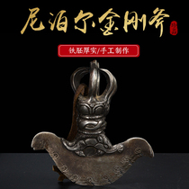 Nepalese yue knife handmade white iron moon knife vajra pestle vajra ax old ornaments for tantra practice large size