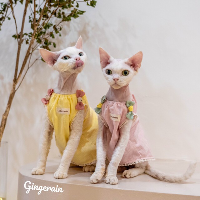 GINGERAIN Hairless cat Devon Cat Clothes Summer Babydoll Loose Lightweight Cotton Vest