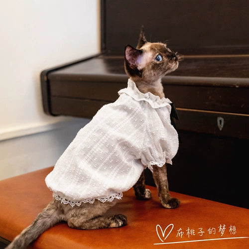 Gingrain Немецкая одежда для кошачьей одежды без волоса летняя детская рубашка пузырьковая рубашка лук черно -белая контрастная рубашка