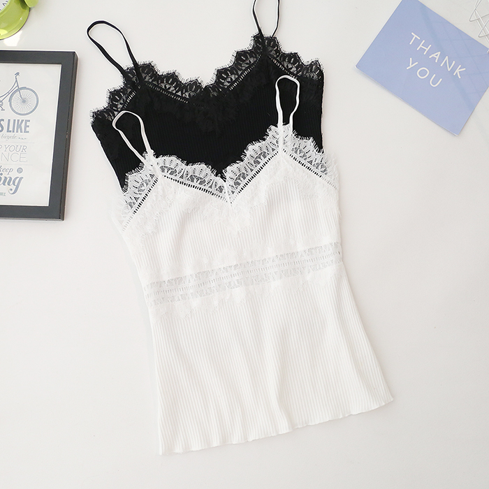Mùa hè mới lông mi ren chữ V cổ áo cotton nữ ngắn đoạn ngắn Áo không tay áo sơ mi nhỏ chạm đáy áo thủy triều đồ nữ đẹp