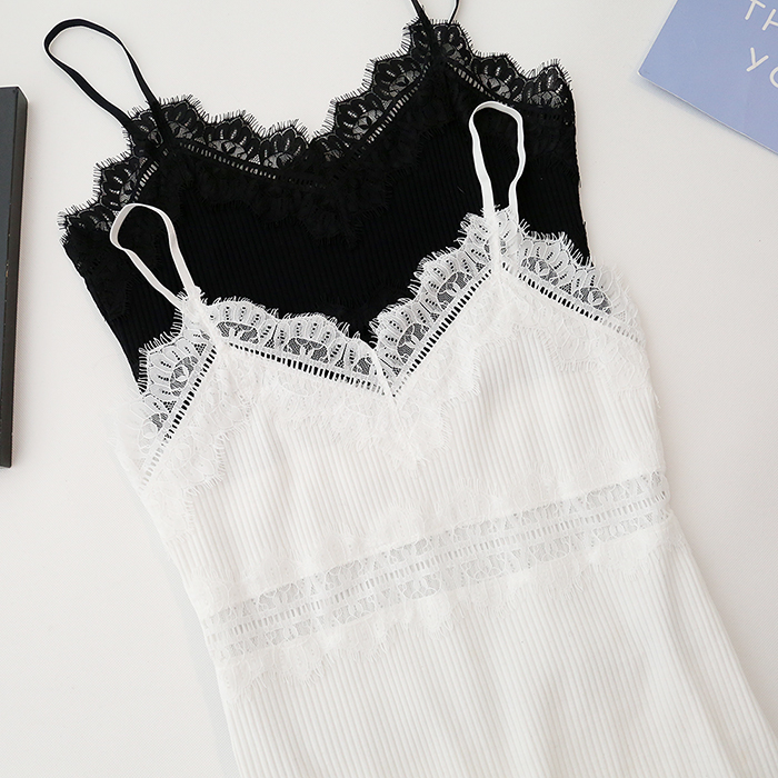 Mùa hè mới lông mi ren chữ V cổ áo cotton nữ ngắn đoạn ngắn Áo không tay áo sơ mi nhỏ chạm đáy áo thủy triều đồ nữ đẹp