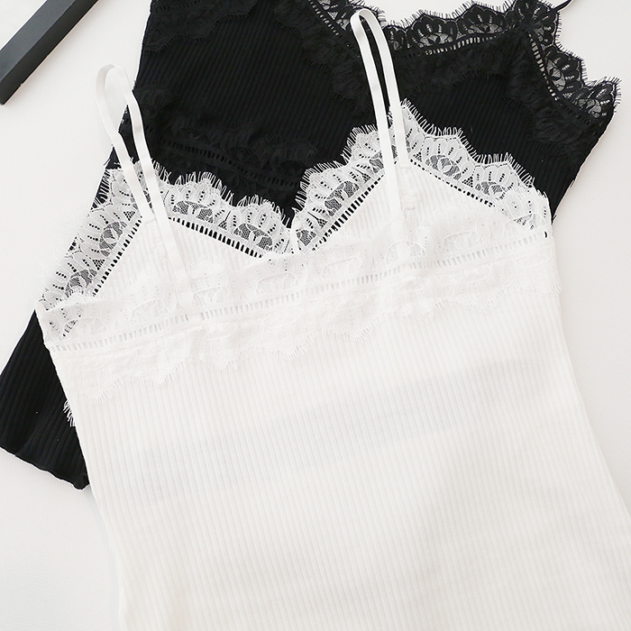 Mùa hè mới lông mi ren chữ V cổ áo cotton nữ ngắn đoạn ngắn Áo không tay áo sơ mi nhỏ chạm đáy áo thủy triều đồ nữ đẹp