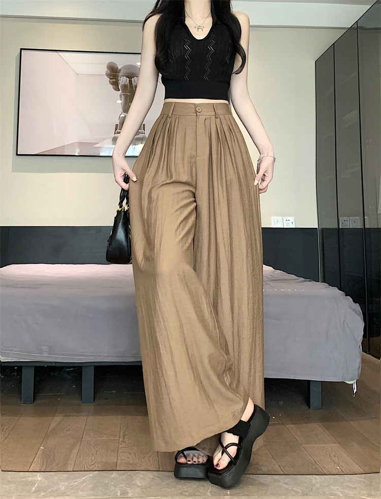 Летняя тонкая шелковая юбка, штаны, свободный крой, высокая талия 