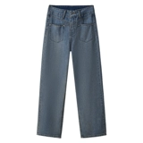 Тонкие джинсы, приталенные штаны, высокая талия, свободный прямой крой