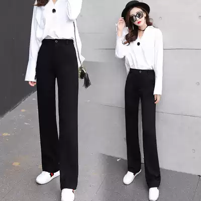 Summer new high-waisted straight pants female Korean version of loose slim versatile student mop pants extended suit wide leg pants