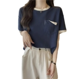 Хлопковая летняя сексуальная футболка с коротким рукавом, свободный крой, высокий воротник