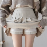 Черный шерстяной осенний модный свитер, приталенная юбка в складку, А-силуэт, высокая талия