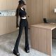 Black suit trousers women's spring and autumn 2023 new high-waist elastic micro-bell-bottom trousers slim slim mopping horseshoe trousers