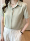Chiffon shirt women's summer 2026 new style thin and mature professional shirt polo collar short-sleeved right shoulder top