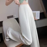 Белые цветные шелковые тонкие штаны, костюм, высокая талия, изысканный стиль, свободный прямой крой