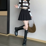 Осенняя юбка в складку, защитное белье, костюм, мини-юбка, плиссированная юбка, высокая талия, подходит для подростков, А-силуэт