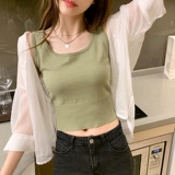 Сексуальная майка топ, короткая футболка без рукавов, французский стиль, красивая спина