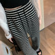 Black and white striped trousers women's spring and summer 2023 new high-waist drape narrow version wide-leg pants straight-leg casual mopping trousers