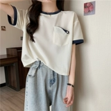 Хлопковая летняя сексуальная футболка с коротким рукавом, свободный крой, высокий воротник