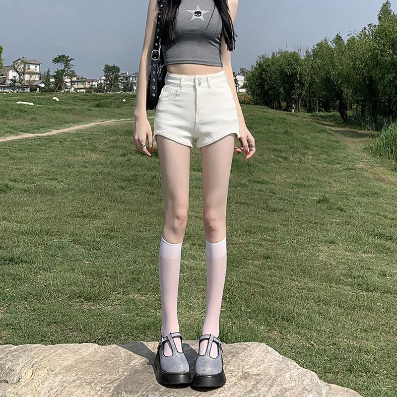 White Denim Shorts for Women, Summer 2026 New Style, High-Waisted, Slimming, Tight-Fitting, Hot Girl A-Line Ultra-Short Hot Pants