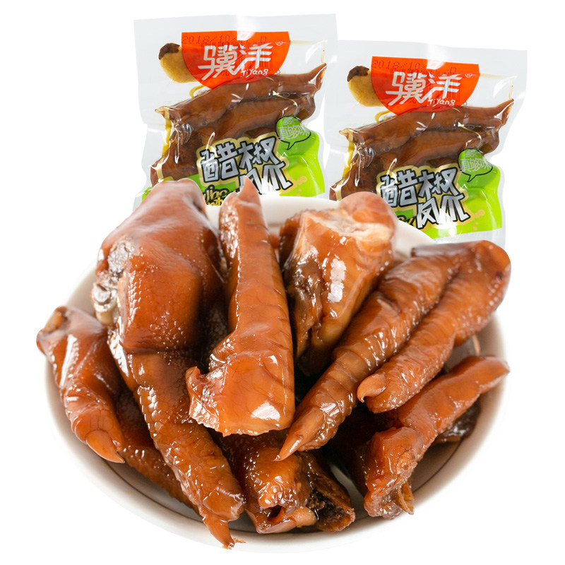 Jiyang vinegar and pepper chicken feet 500g hot and sour mountain pepper vinegar bubble pepper chicken feet vacuum small packaging chicken feet 250g