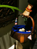 Cloth Edge Remember Old Objects Old Basket Old Bamboo Basket Ancient Play Folk Juku Must-have Tea Room Arranged Tea Set Containing Lift Basket Backpack