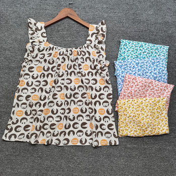 Camisole ຂອງແມ່ຍິງຝ້າຍຂະຫນາດນ້ອຍ floral sleeveless ເທິງເຮືອນ pajamas summer sleeves ruffled bottoming ເສື້ອໄຂມັນ